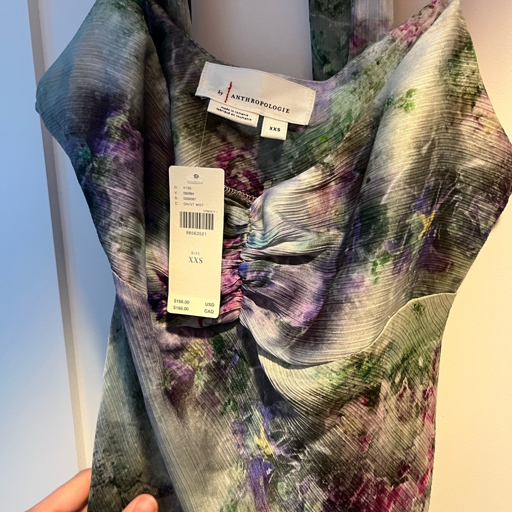 By Anthropologie Sweetheart Neck Scarf Crinkle Midi Dress - Picture 6 of 6